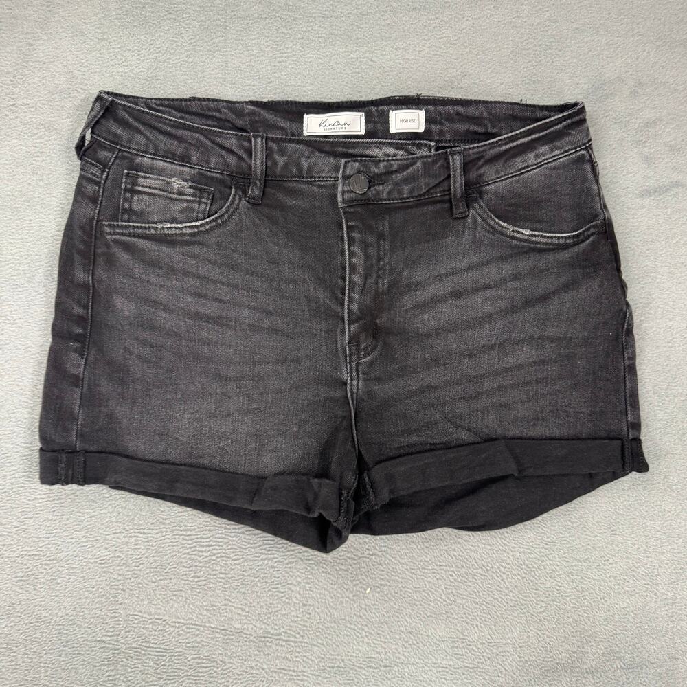 Kancan Womens‎ High Rise Black Distressed Denim Jean Shorts Size 31